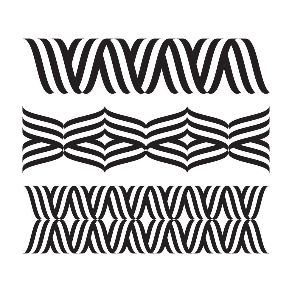 Set of 3 bold black abstract patterns, perfect for textile, wallpaper, or branding backgrounds. vector