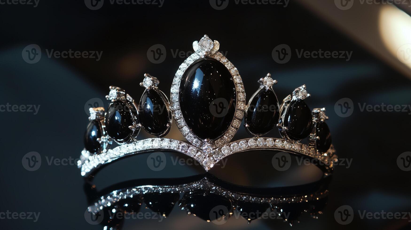 A black and white tiara with diamonds photo