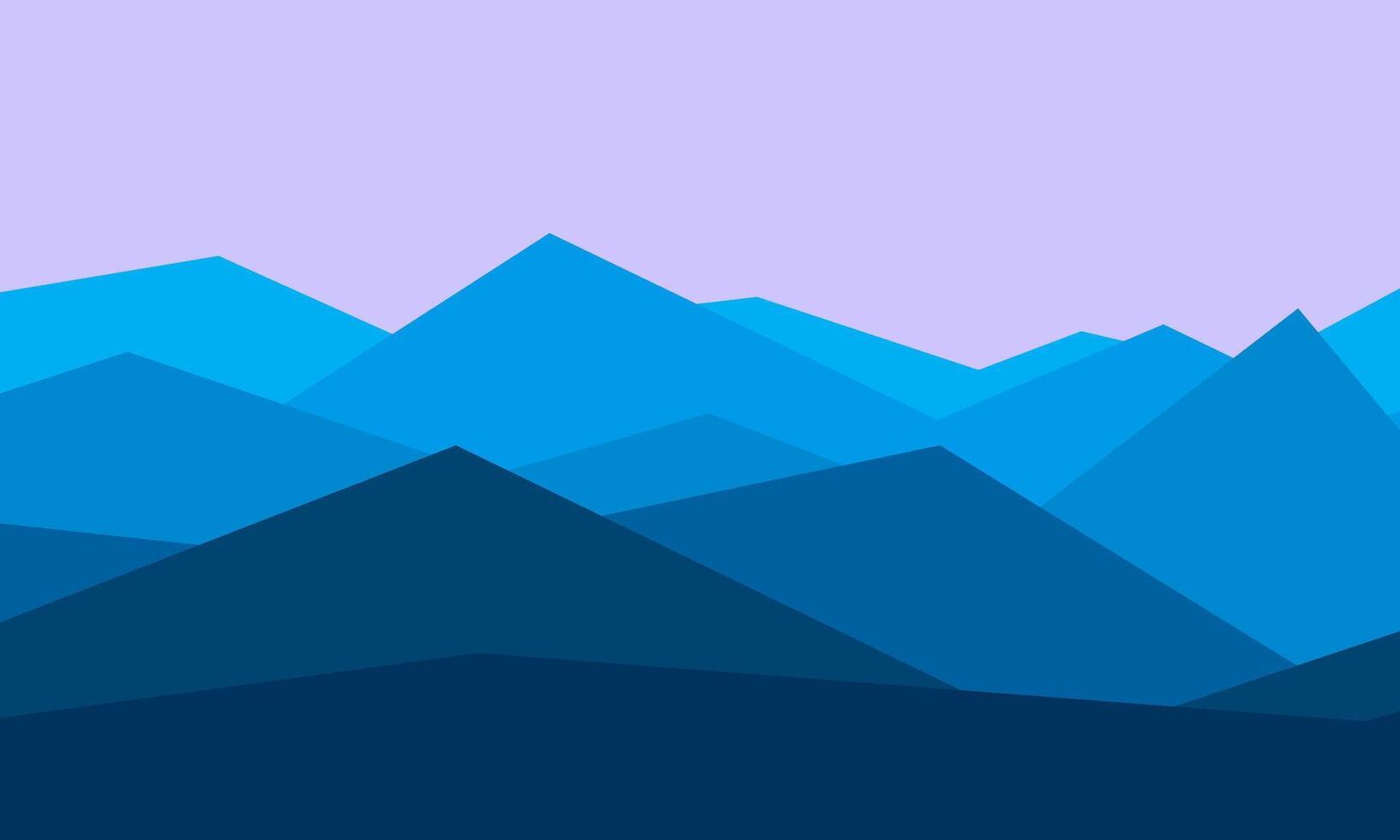 digital illustration of blue mountain layered beneath a calm purple sky vector