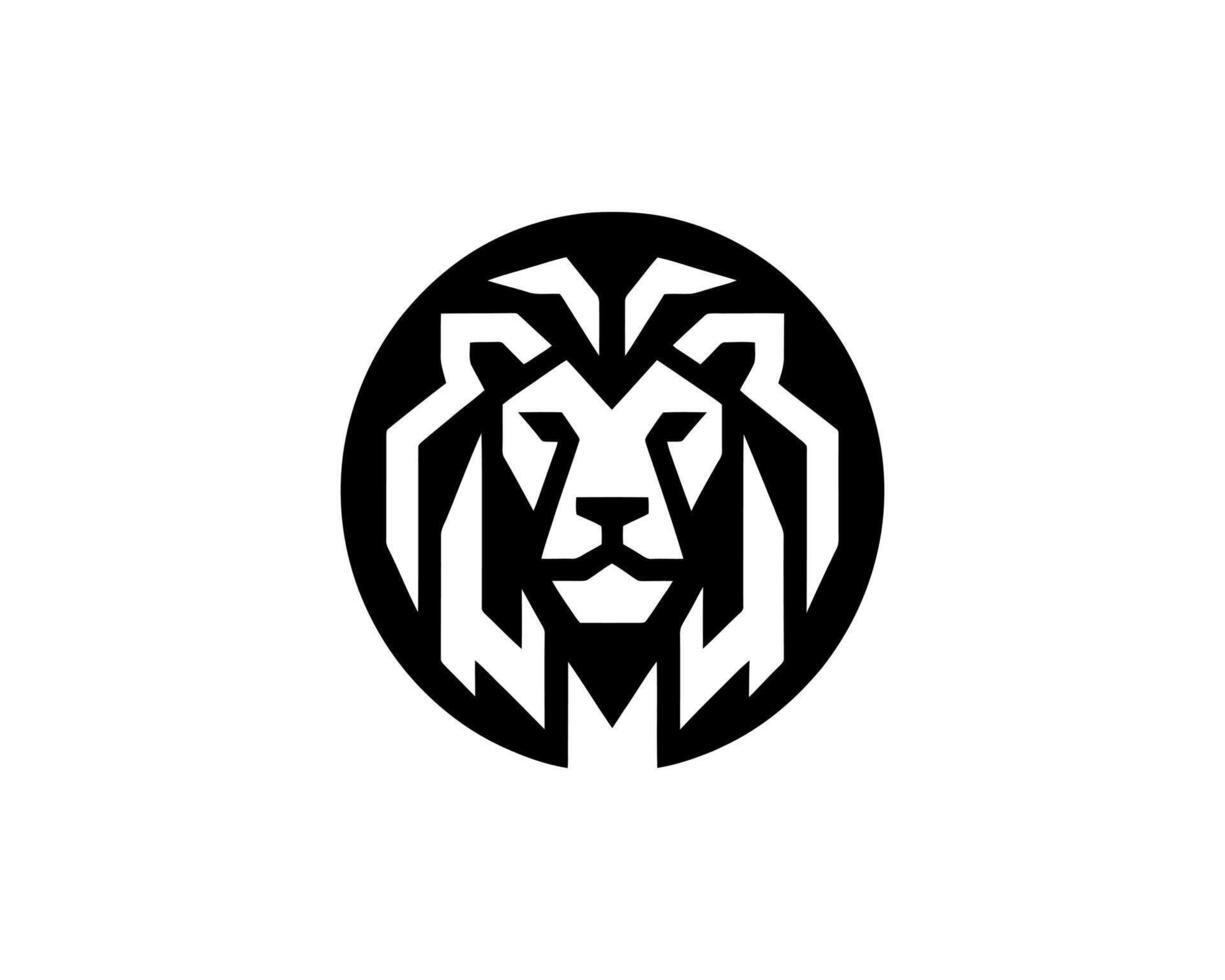 Lion head icon in simple minimal style vector