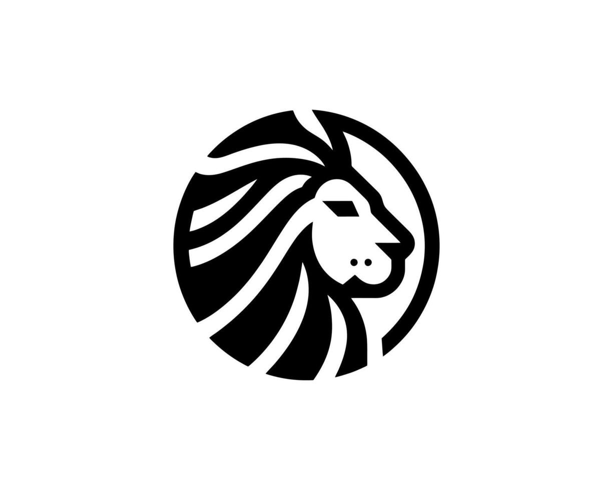 Lion head logo using clean geometric shapes vector