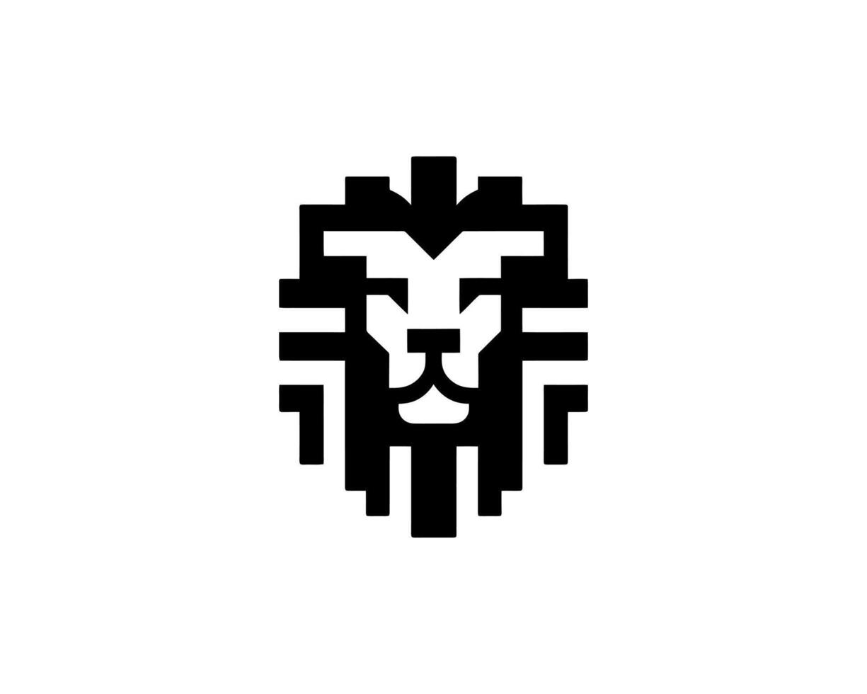 Lion logo in geometric minimal clean form vector