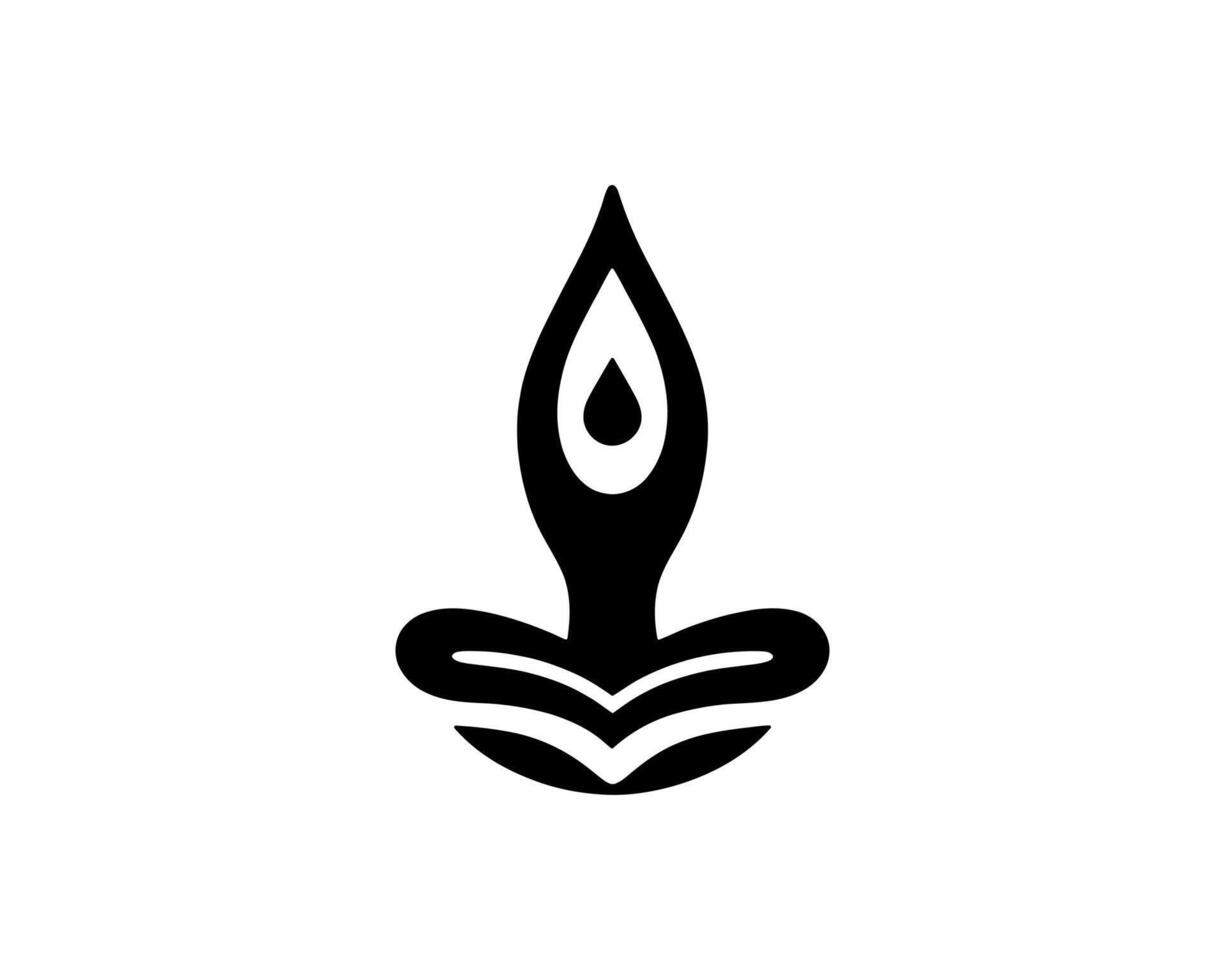 A black and white image of a candle with a flame vector