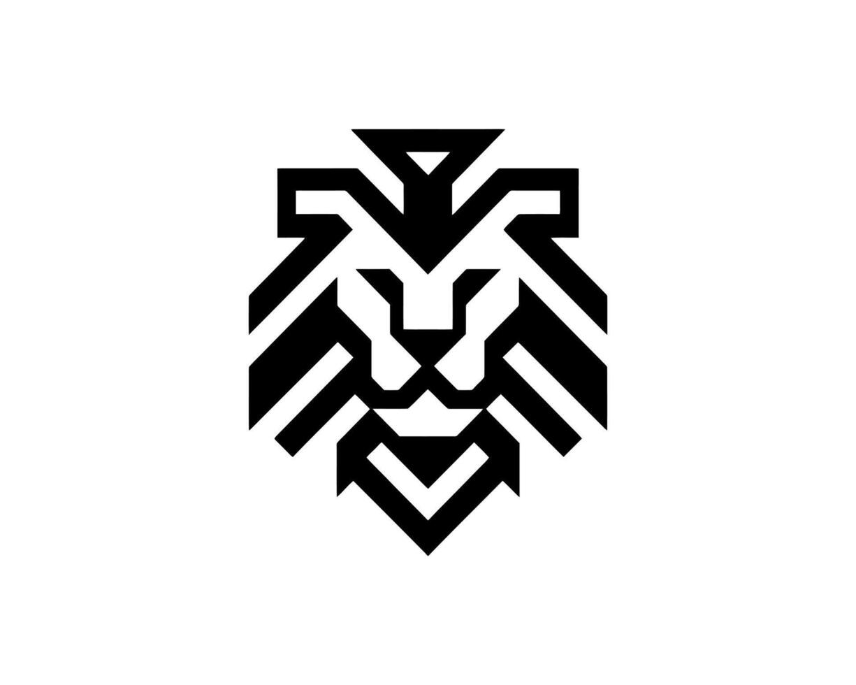 Lion logo in geometric minimal front view vector