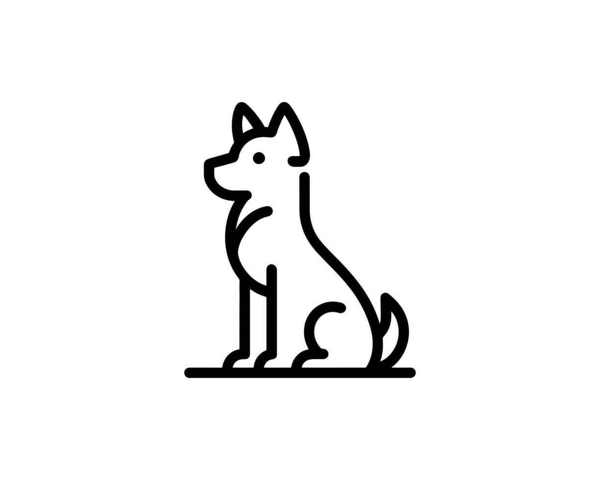 Cute puppy icon logo in flat style vector