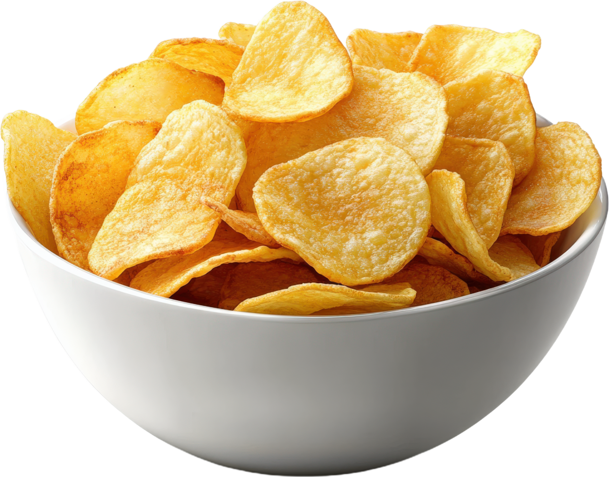 Crispy Potato Chips in a White Bowl png