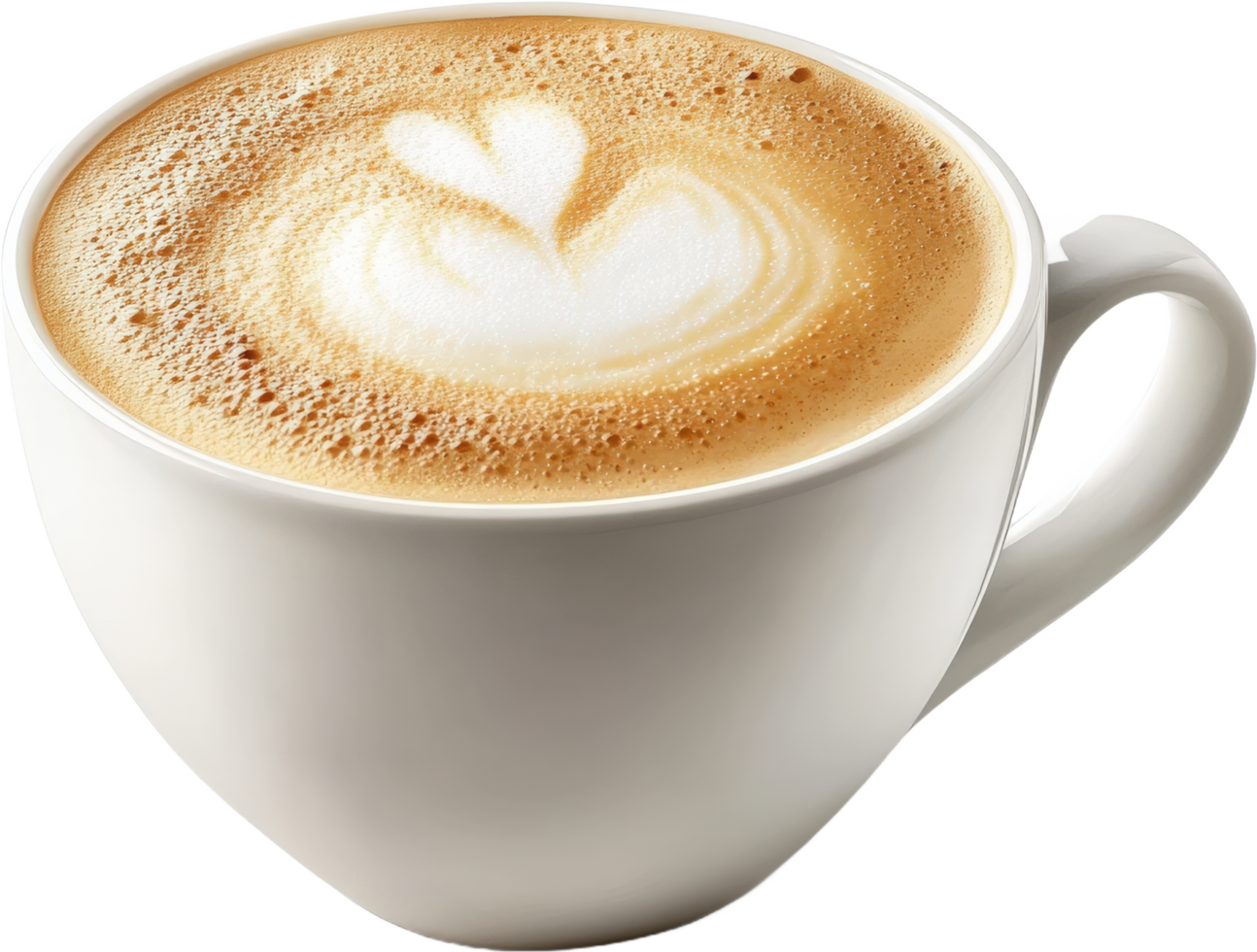 Aromatic Latte Art Coffee in a White Mug png