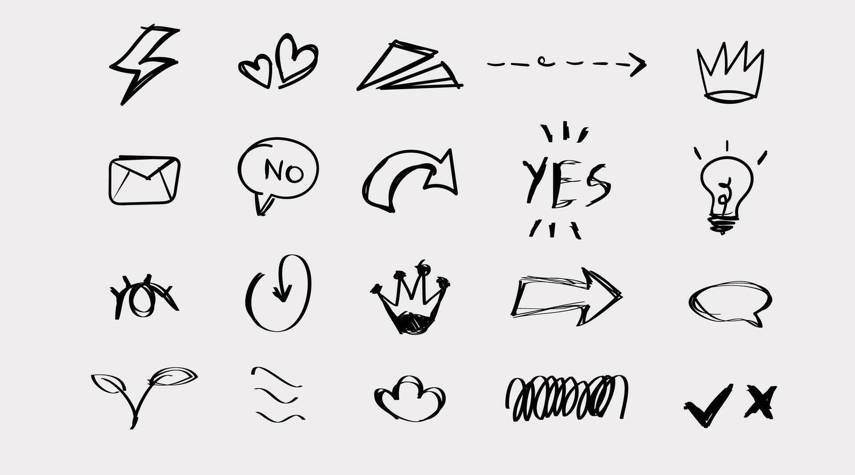 Abstract Hand Drawn Elements Doodle Icons and Ancient Symbols for Designers vector