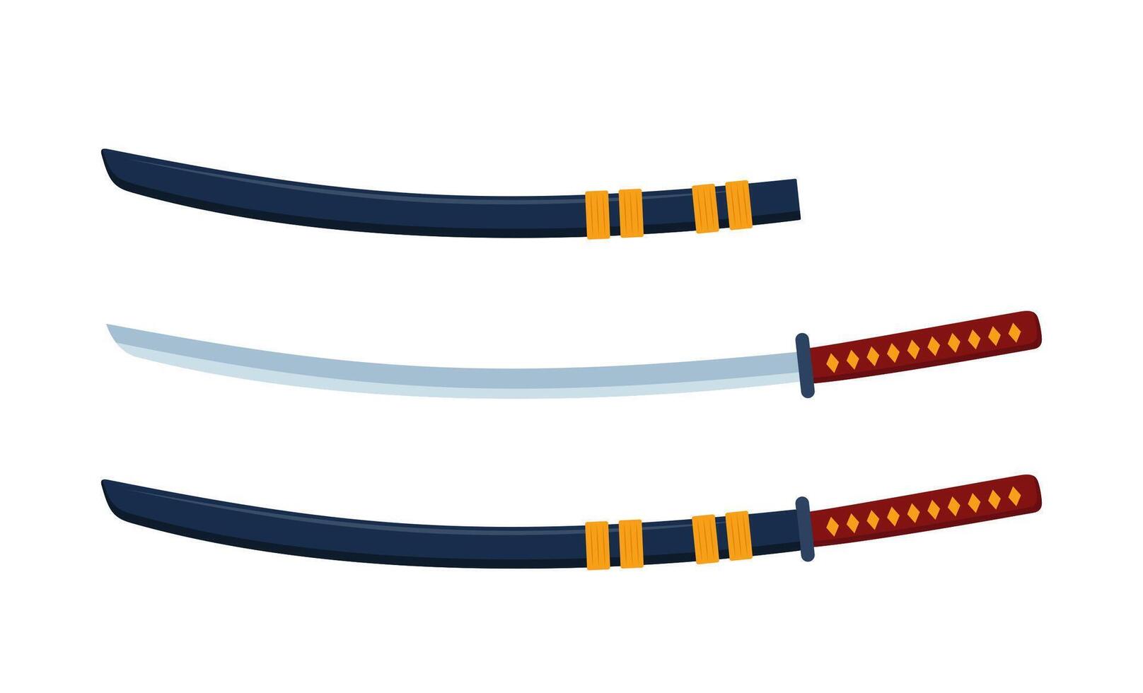 Samurai sword katana with scabbard isolated on white background. Traditional samurai warrior weapon. illustration. vector