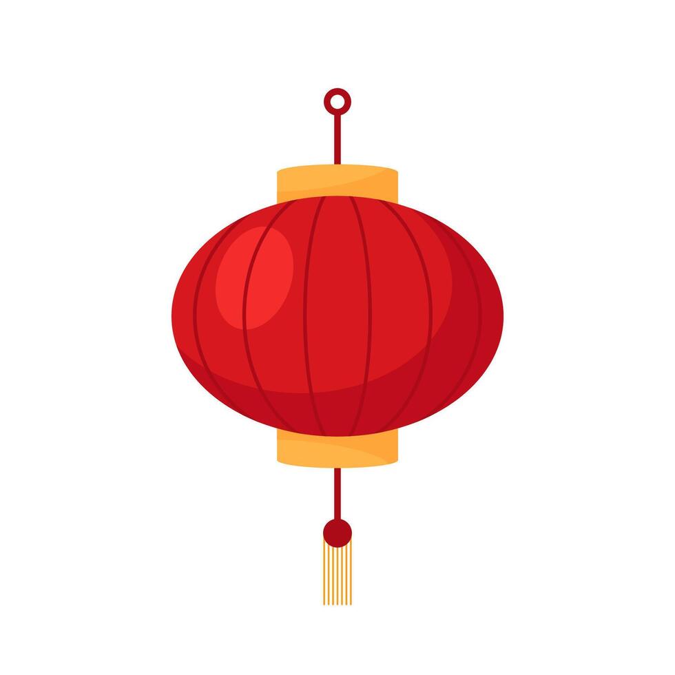 Chinese New Year lantern isolated on white background. China red burning lamp symbol of happiness, prosperity and longevity. Asian spring festival interior decoration. illustration. vector