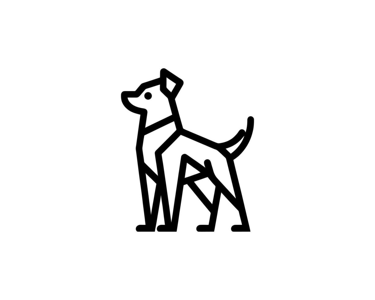 Bold line art dog logo in form vector
