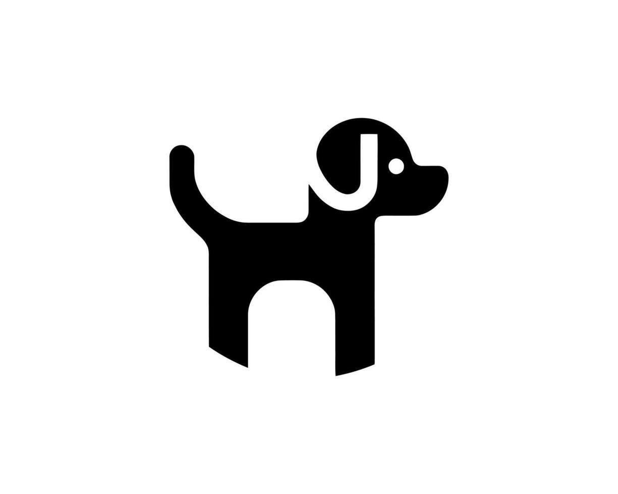Black and white flat design dog logo vector