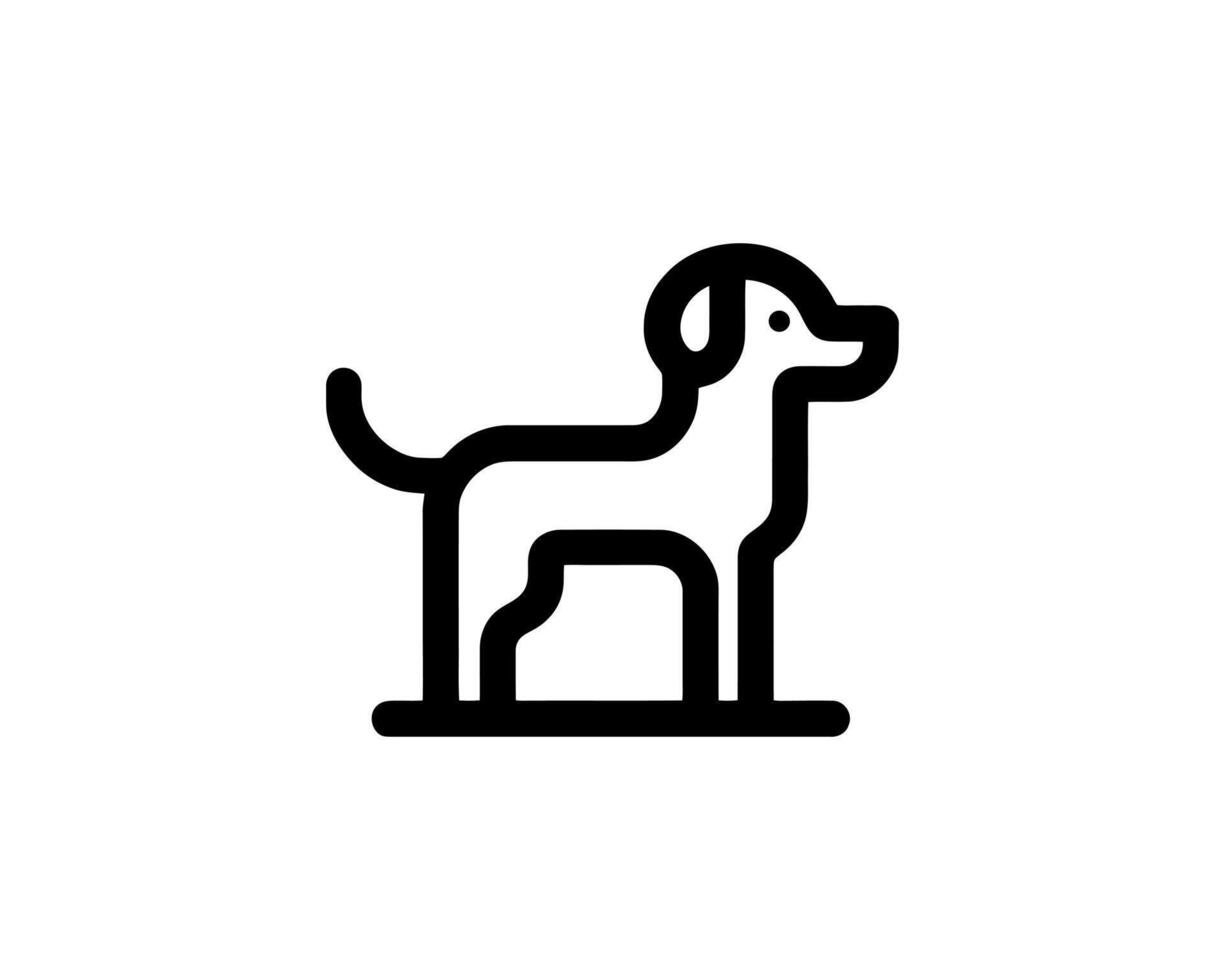 Dog illustration logo in smooth line style vector
