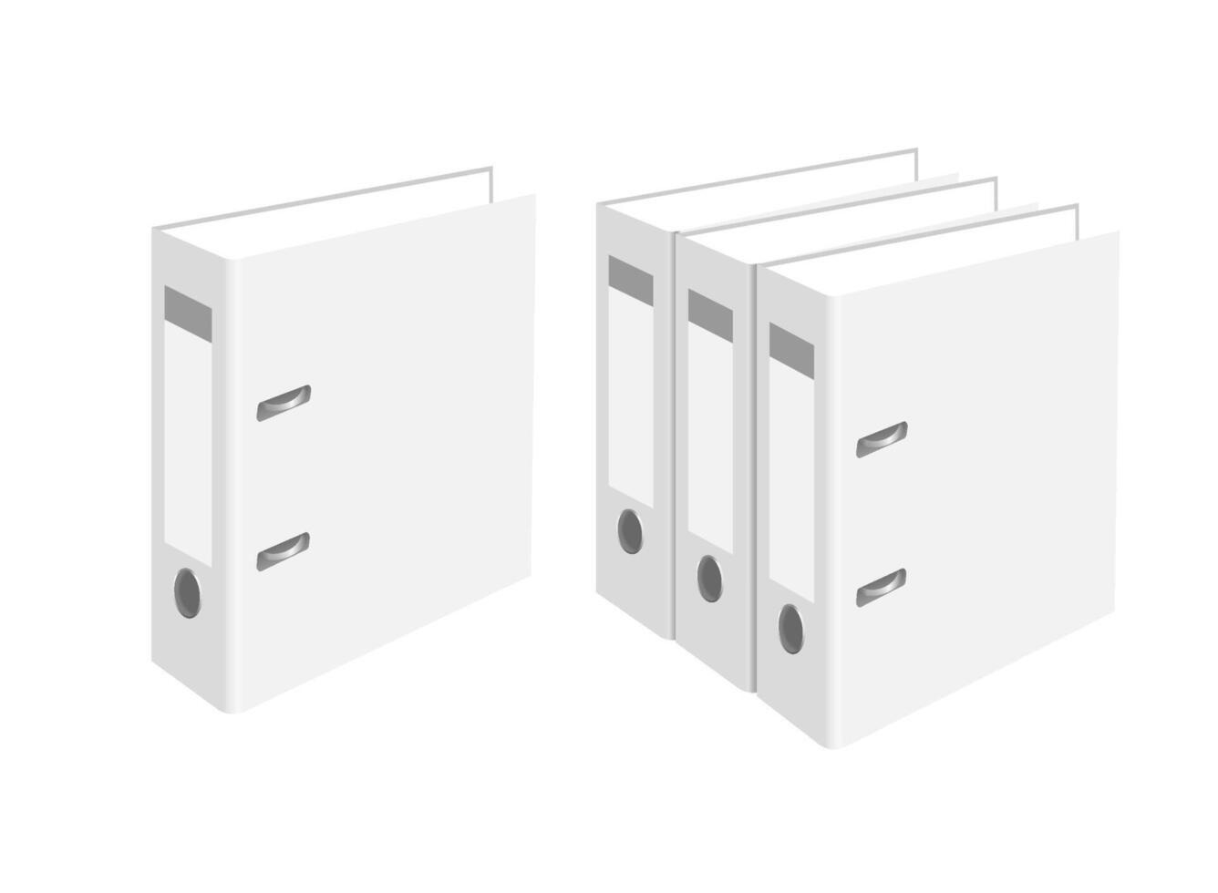 White office binders, folders mockup vector