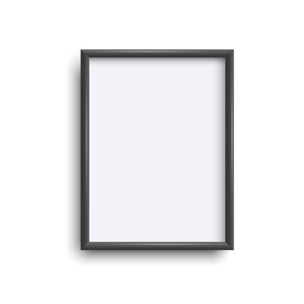 Realistic rectangular black blank frame isolated on white background vector