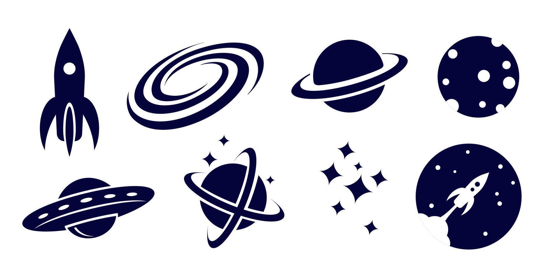 Set of space icon in flat design style vector