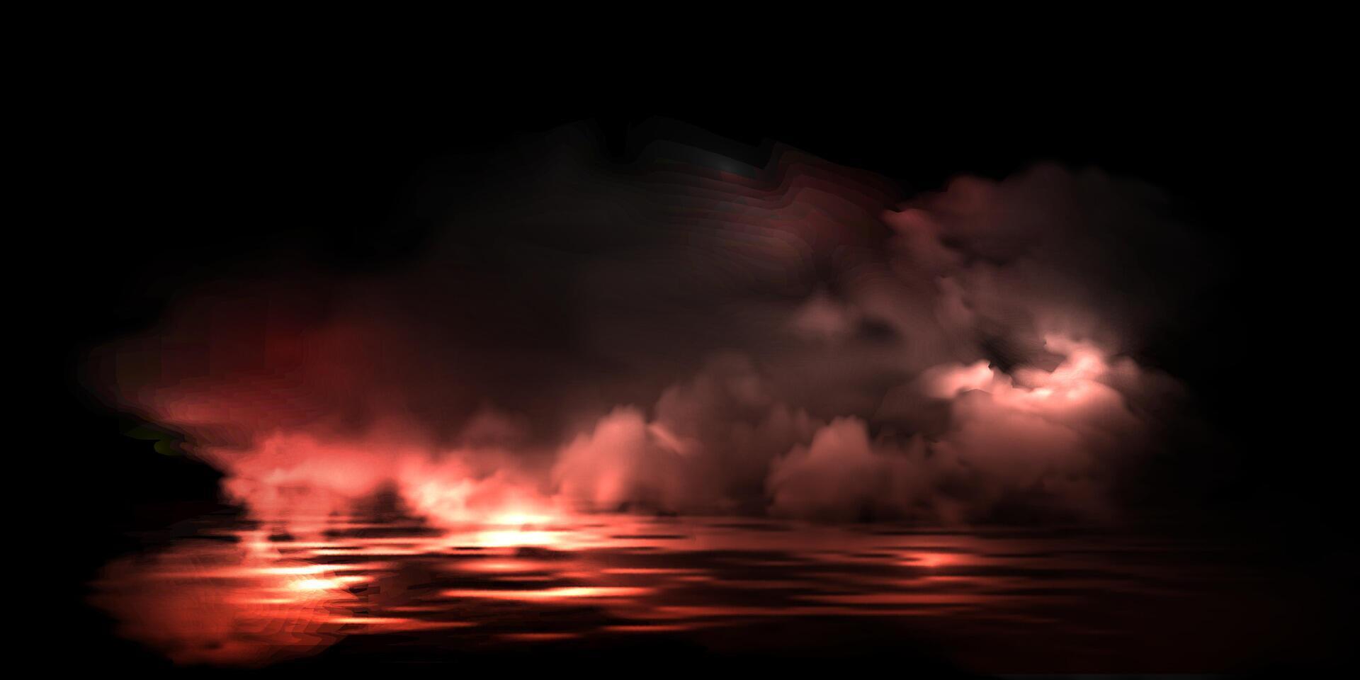 Spooky smoke,fog, haze, steam or clouds of mist above water surface vector