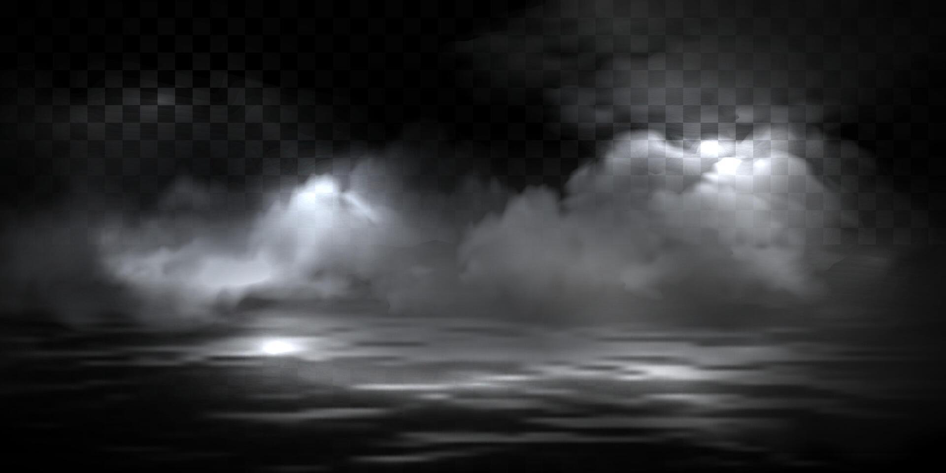 Smoke,foggy, haze, mystery steam or clouds of mist above water surface vector
