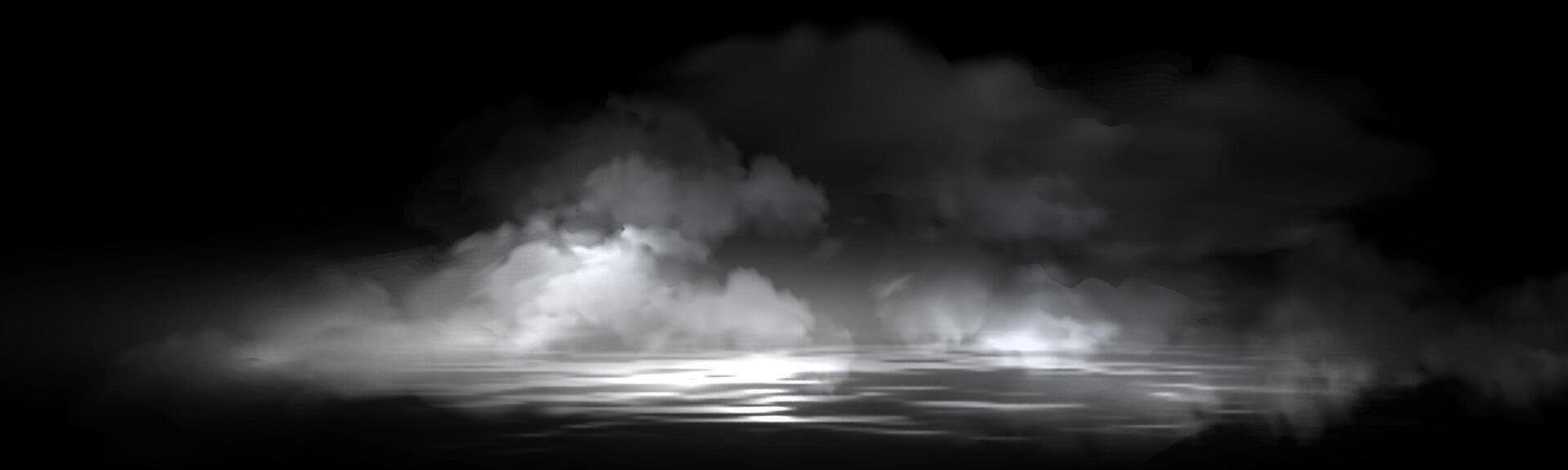 Cloudy of fog, haze, steam,smoke or mist above water surface vector
