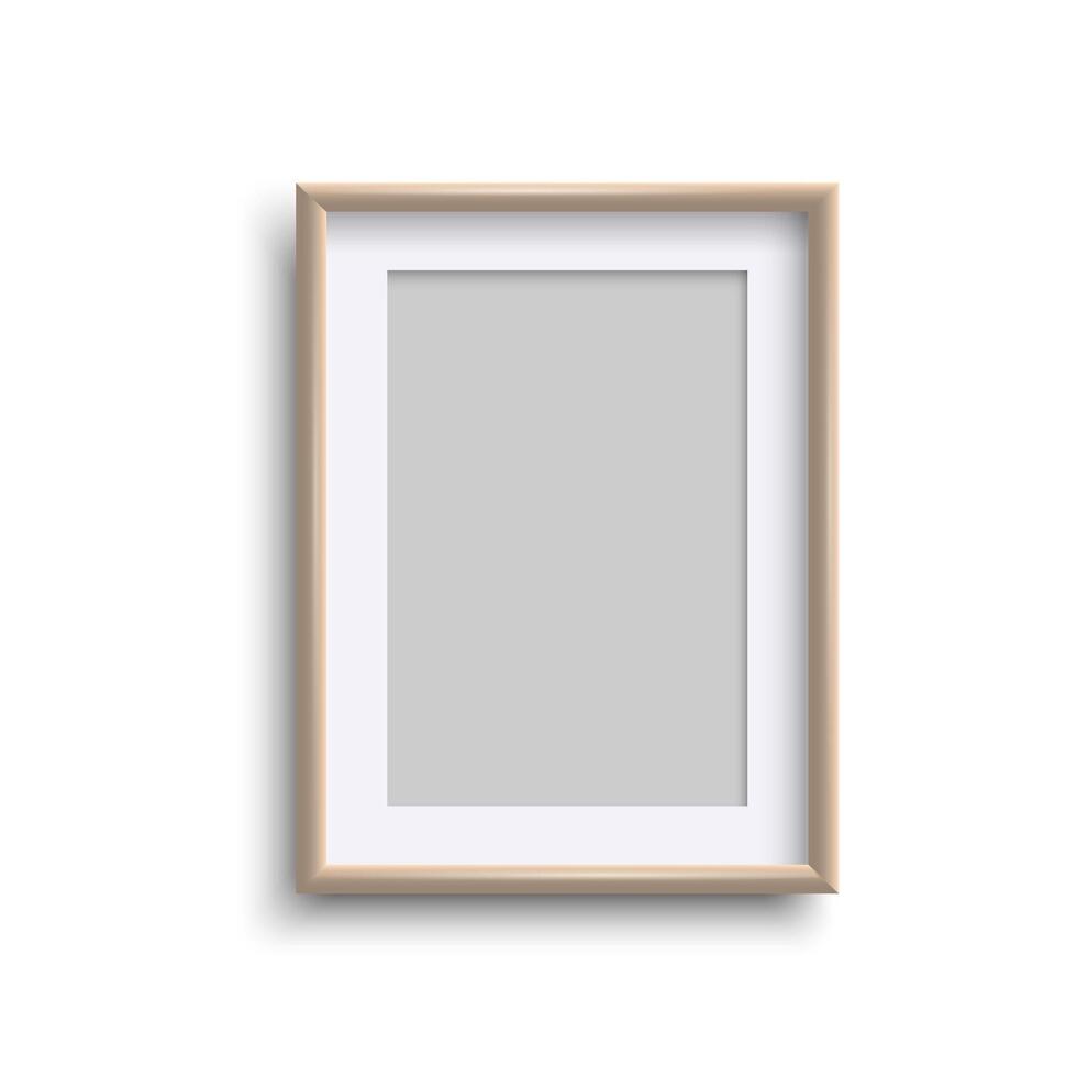 Light wood blank vertical frame with white paper vector