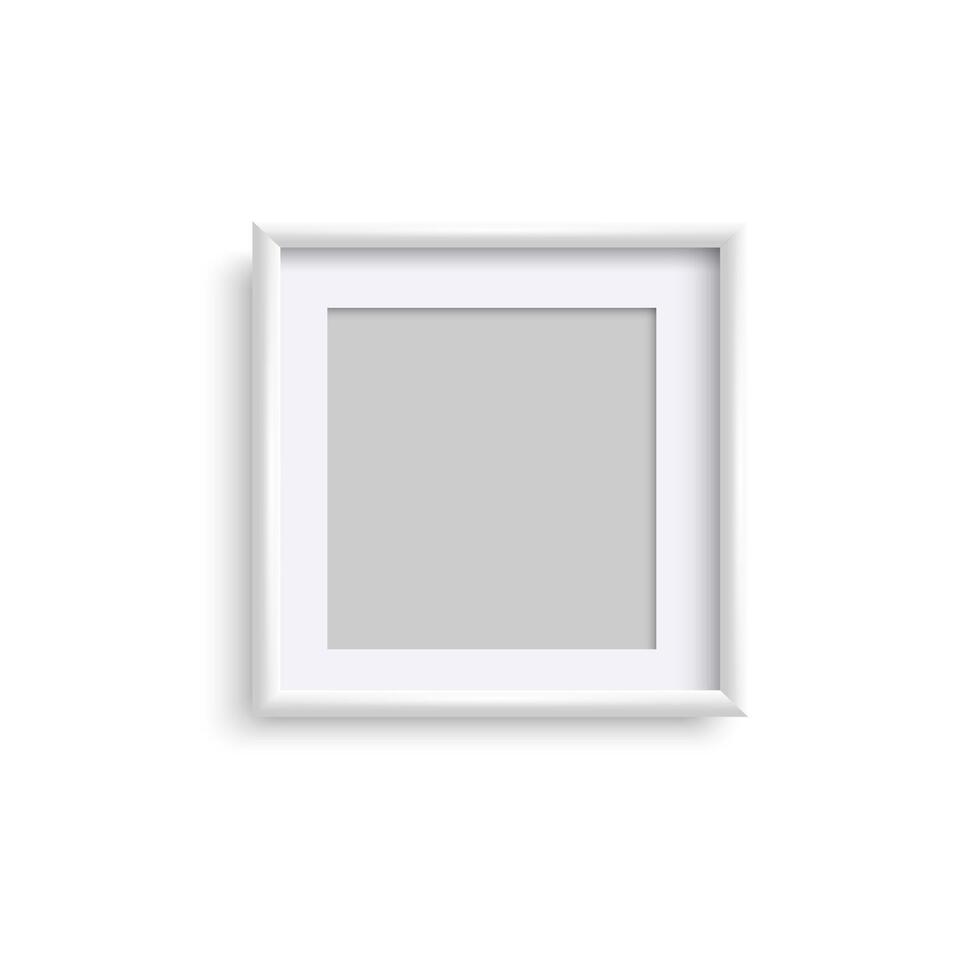 Realistic white square blank frame isolated on white background vector