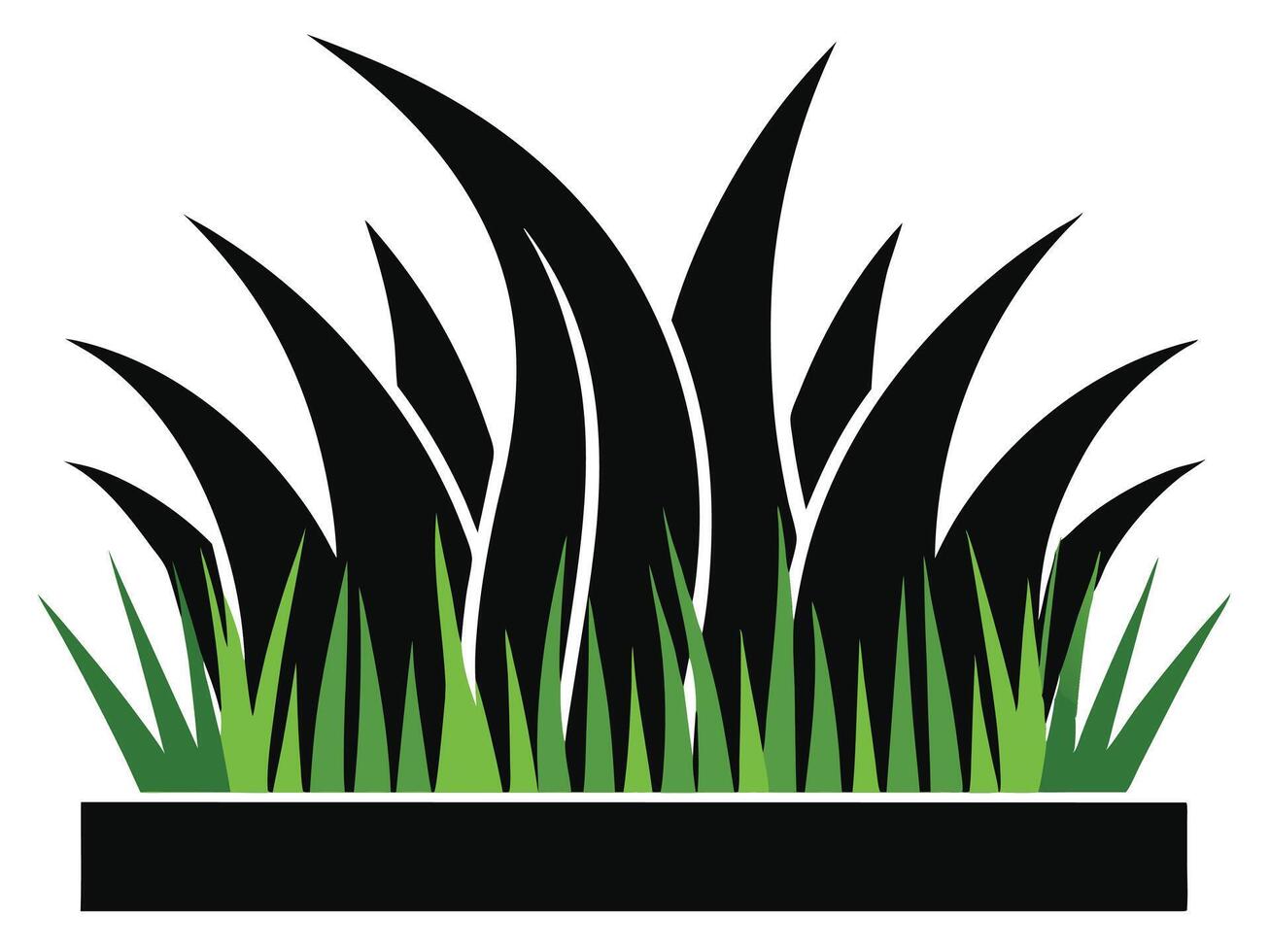 Stylized illustration of grass blades with black and green colors on white background vector