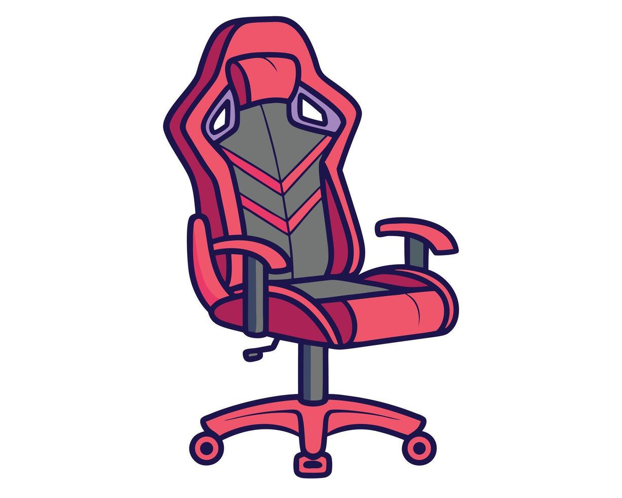 Red and gray gaming chair illustration ideal for esports and game related content. vector