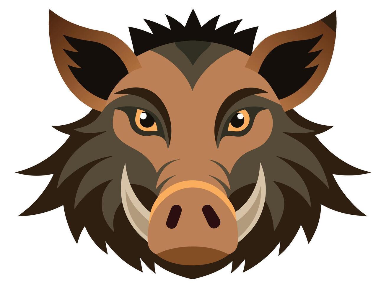 Stylized illustration of a wild boar face portraying strength and determination on a white background vector