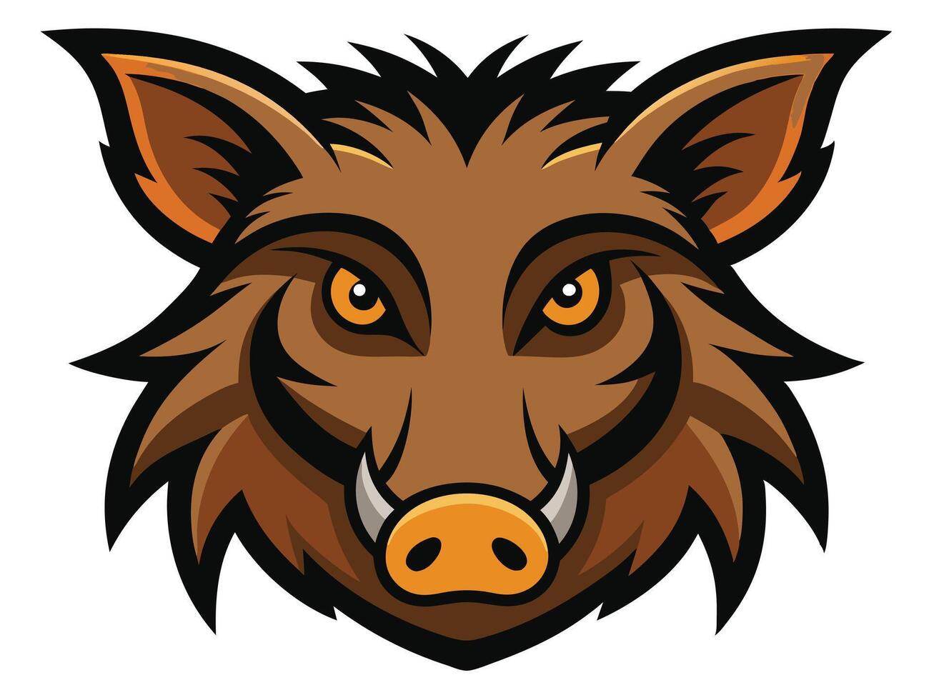 A bold and intense illustration of a wild boar head in a modern mascot style vector