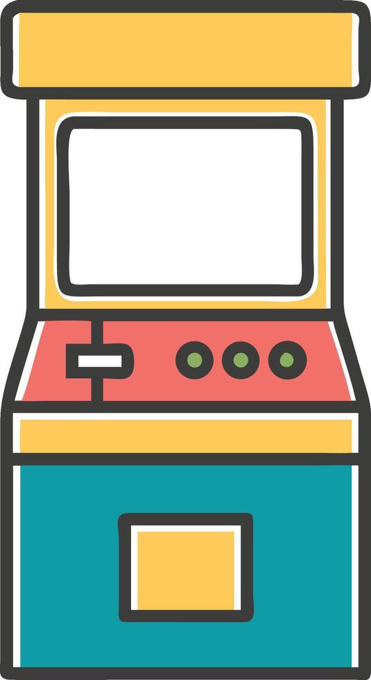 Colorful retro arcade game machine illustration with a blank screen for game graphics vector