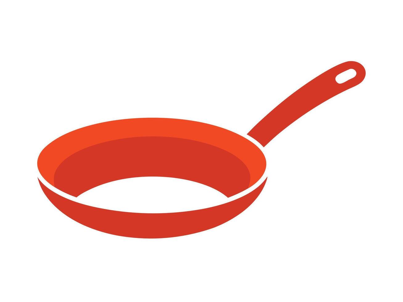 Red colored frying pan simple illustration for cooking and culinary concepts on white background vector