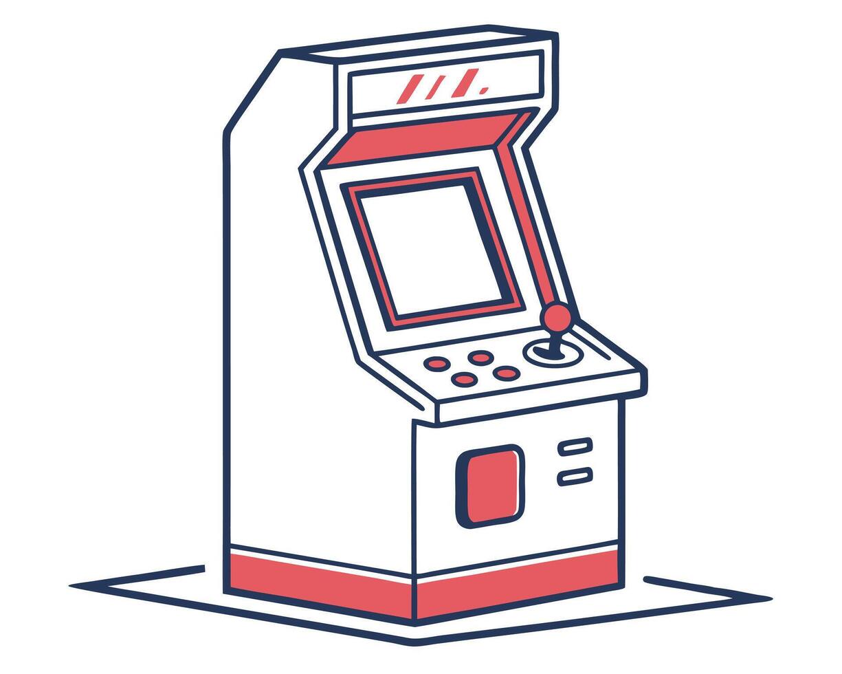 illustration of a retro arcade machine with red and white color scheme vector
