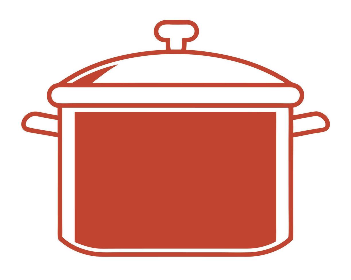 Simple illustration of a red cooking pot with lid and handles isolated on white vector