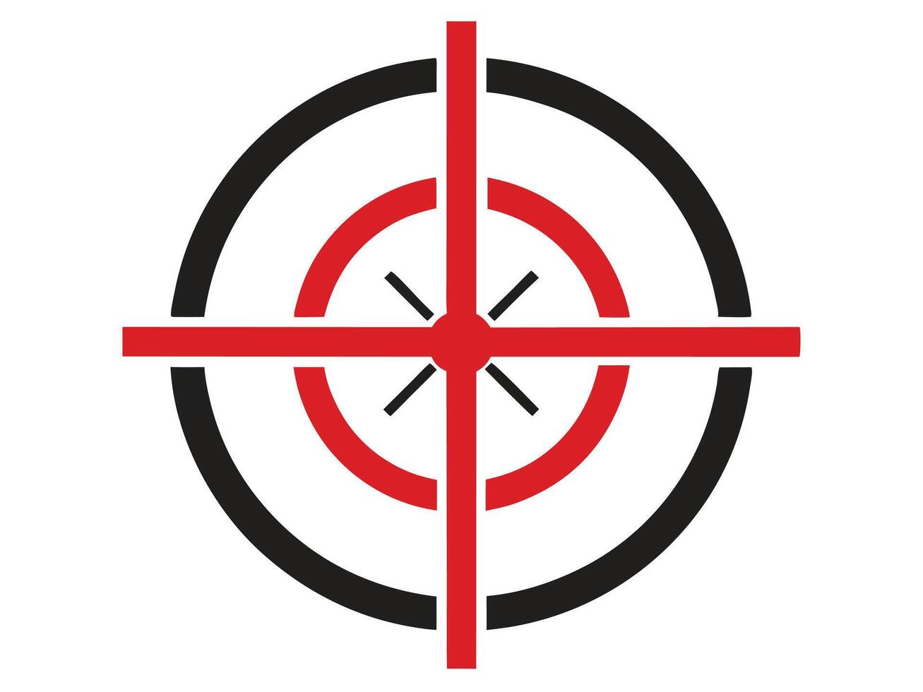Simple graphic of a red and black target icon design isolated on white vector