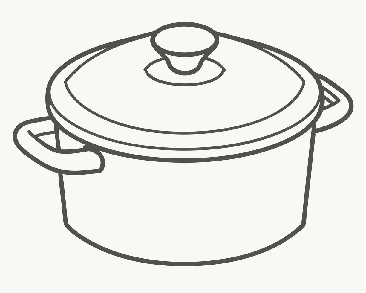 Simple illustration of a covered cooking pot with handles isolated on a white background vector