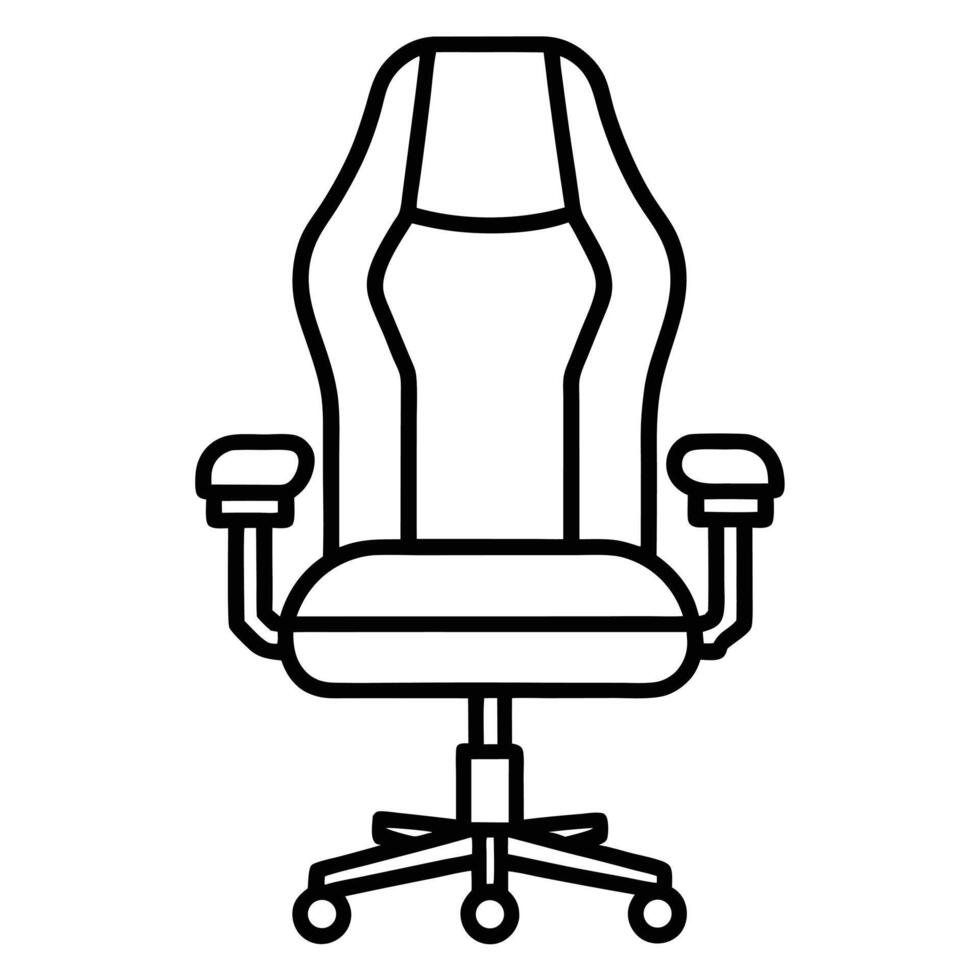 Clean line art illustration of a modern ergonomic gaming chair for comfortable workspace vector
