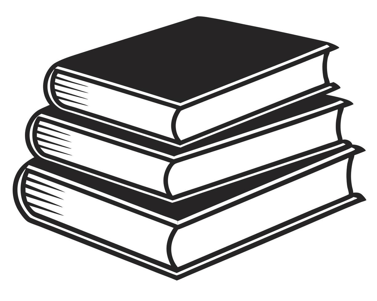 Stacked books illustration a simple black and white graphic for education and learning vector