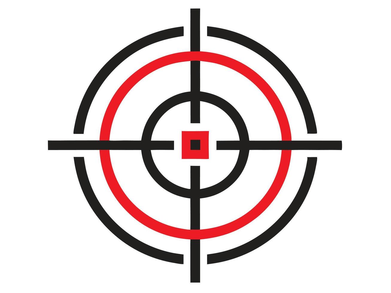 Simple illustration of a target crosshair focus point with red and black colors vector