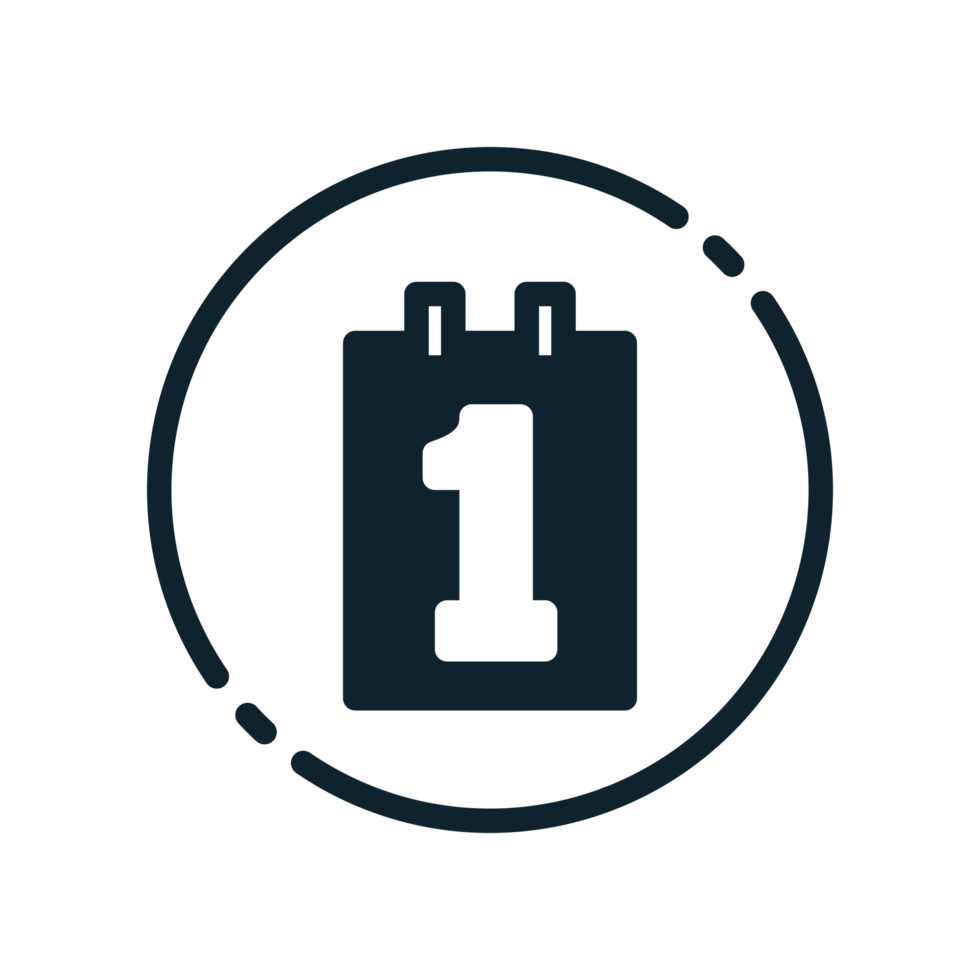 Design Illustration graphic of the first of the month icon with glyph style. Suitable for UI, mobile design, web design, etc. Transparent Background. png