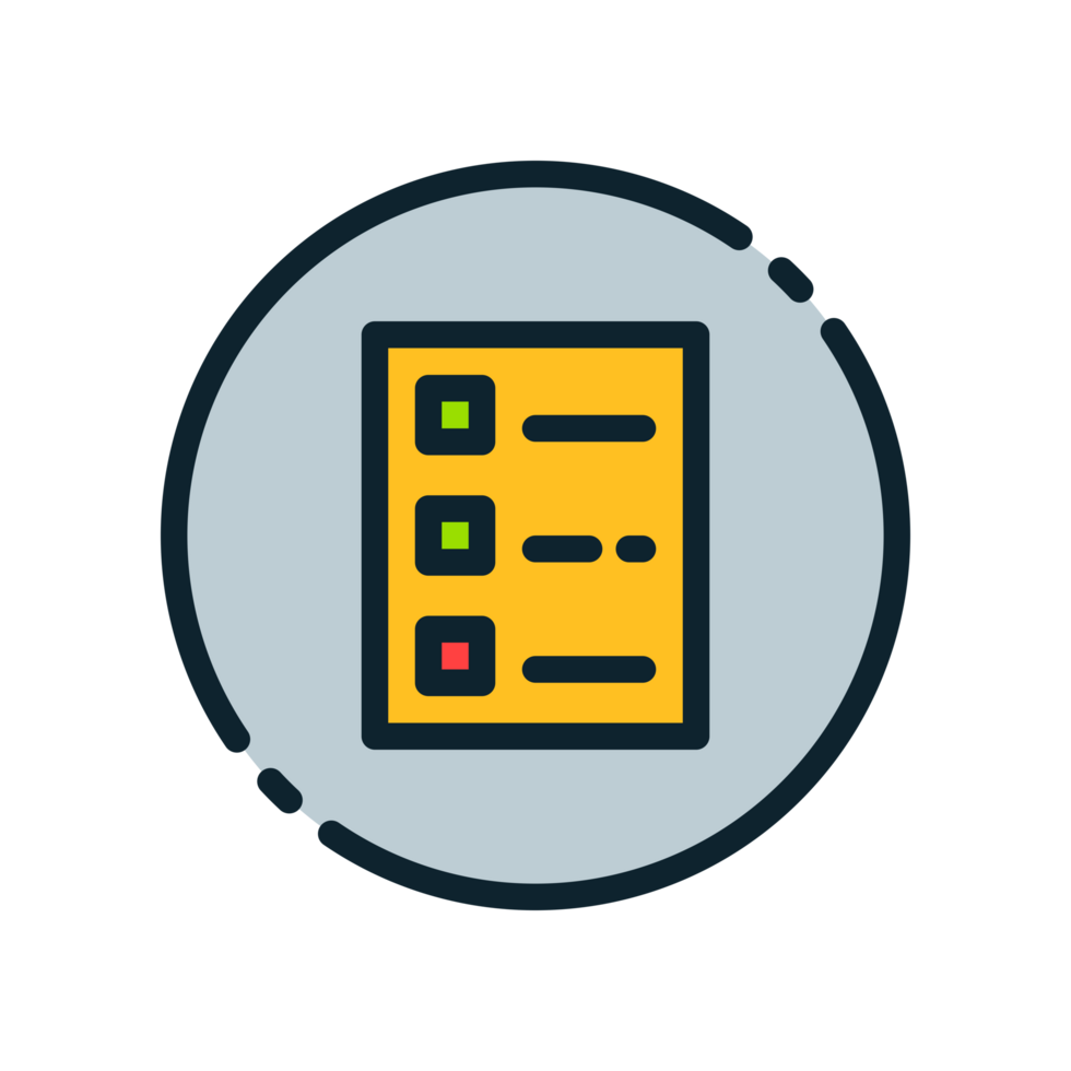 Design Illustration graphic of list to do icon with colored outline style. Suitable for UI, mobile design, web design, etc. Transparent Background. png