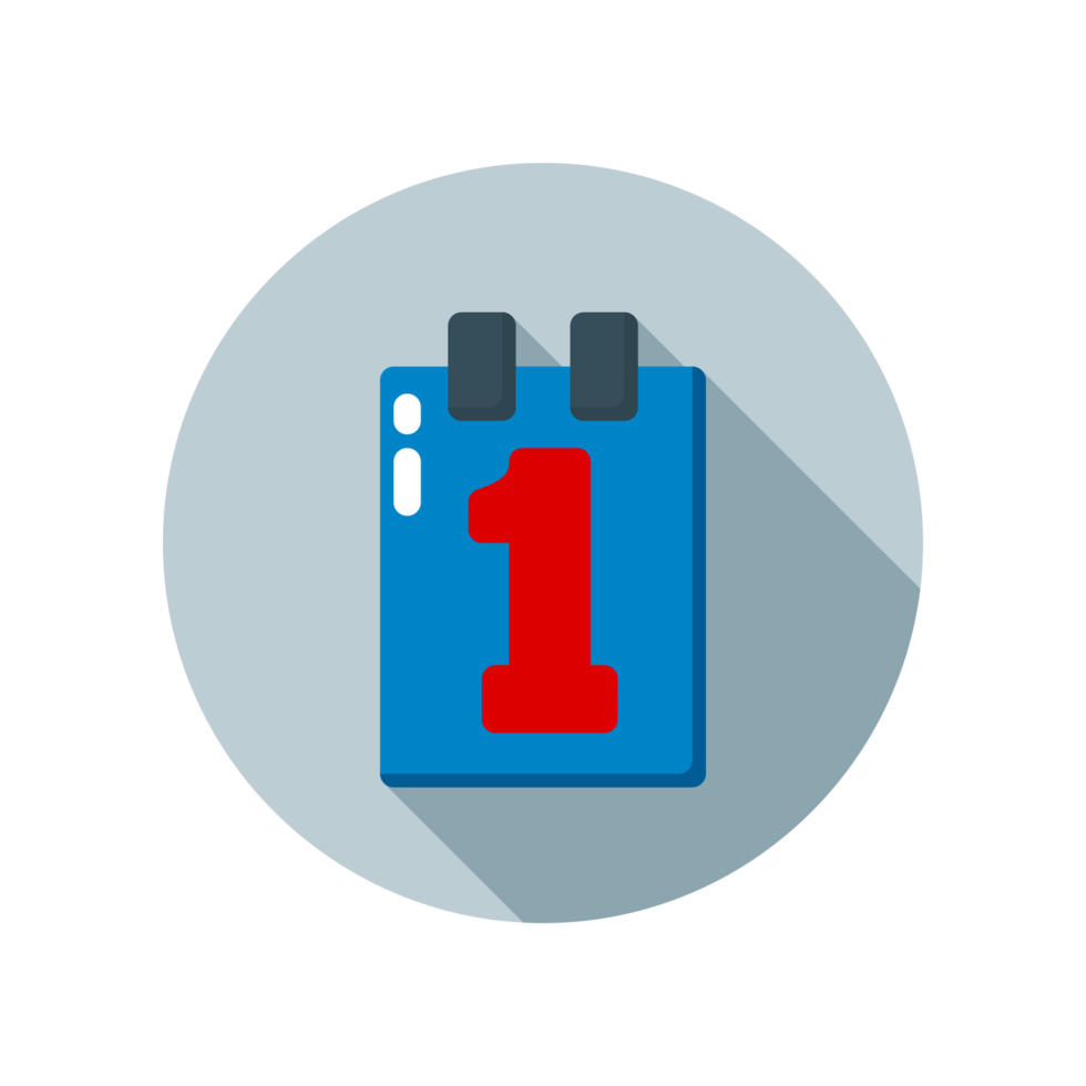 Design Illustration graphic of the first of the month icon with flat style. Suitable for UI, mobile design, web design, etc. Transparent Background. png