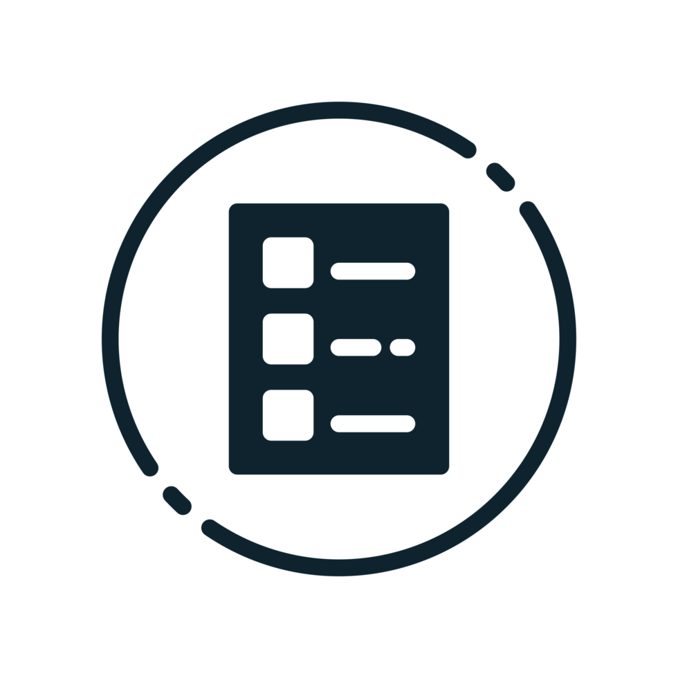 Design Illustration graphic of list to do icon with glyph style. Suitable for UI, mobile design, web design, etc. Transparent Background. png