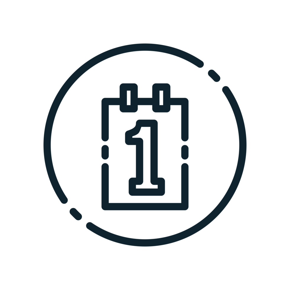 Design Illustration graphic of the first of the month icon with line style. Suitable for UI, mobile design, web design, etc. Transparent Background. png