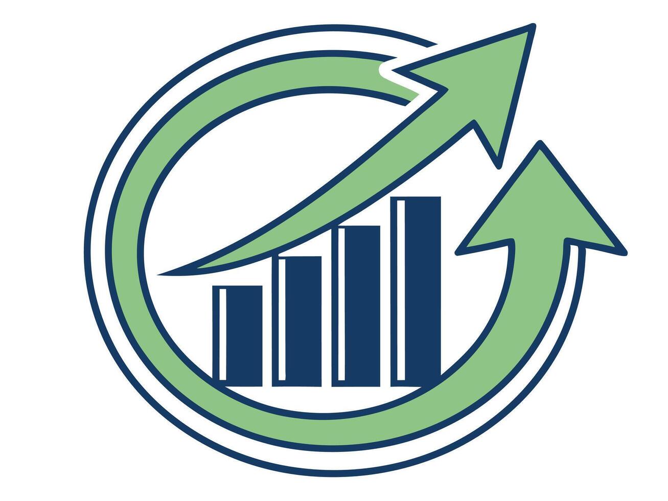 Modern business growth concept with upward arrows and a rising bar graph design vector