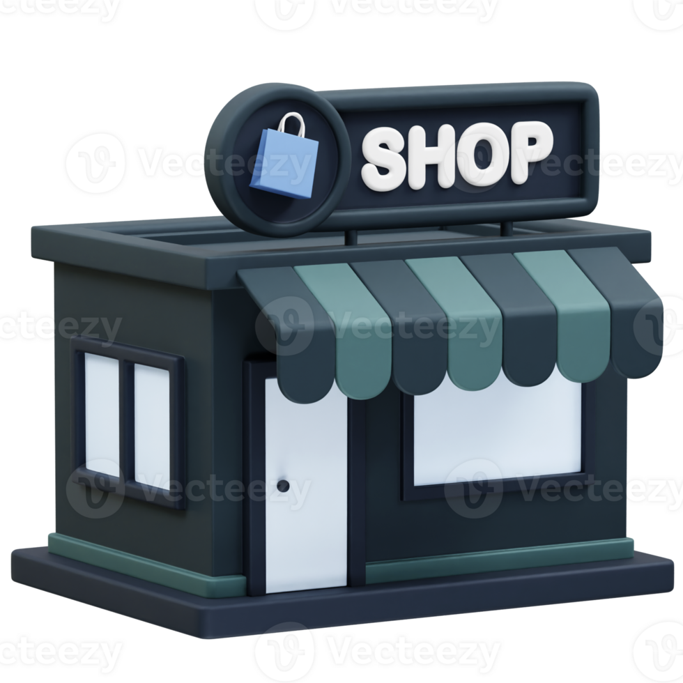 Store 3D Icon illustration render. Shopping store icon illustration render. png