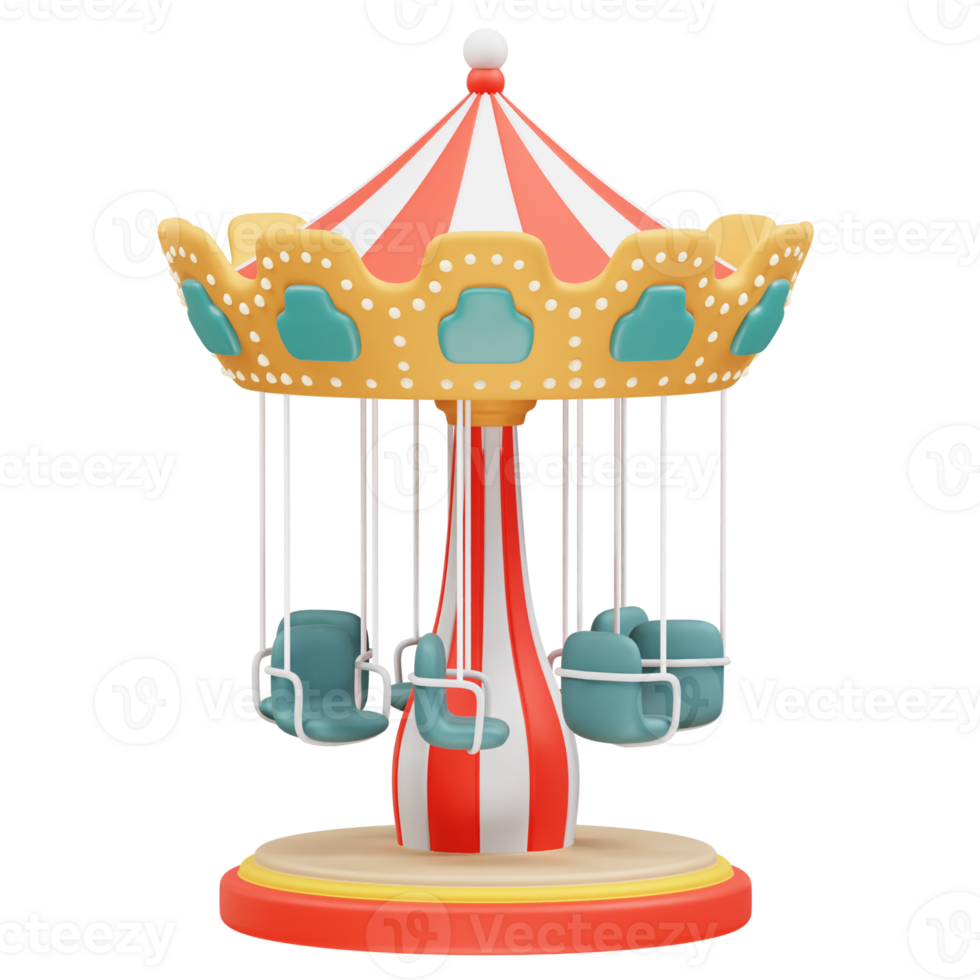 Carousel fun fair Icon 3D Illustration rendering png