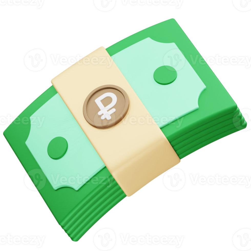 Russian Ruble 3D Icon rendering illustration. Ruble currency icon 3d png