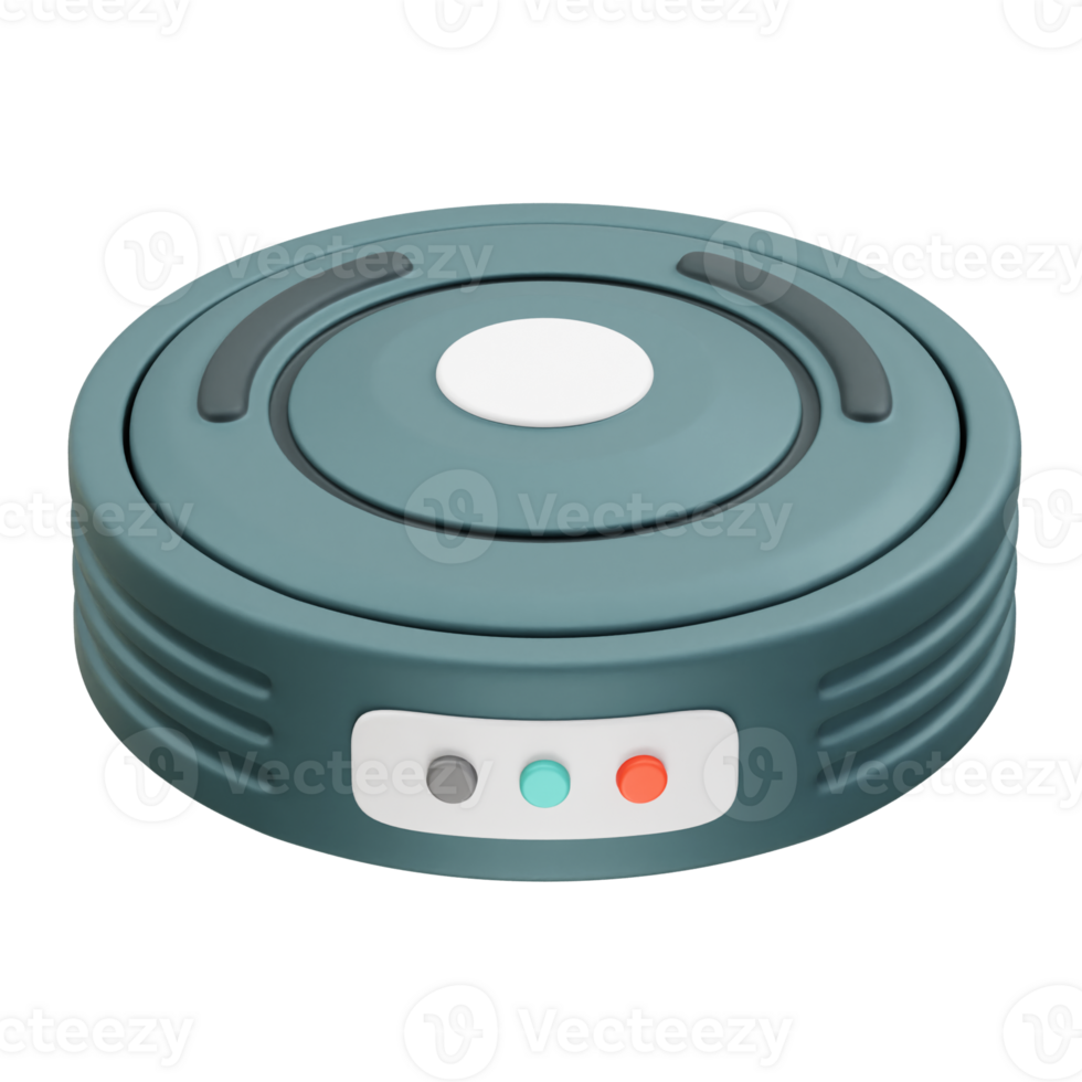 Robotic Vacuum Cleaner with Control Panel icon 3d render illustration. Robotic Vacuum Cleaner icon 3d png