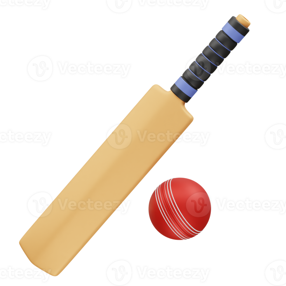Cricket bat and ball icon 3d rendering illustration png