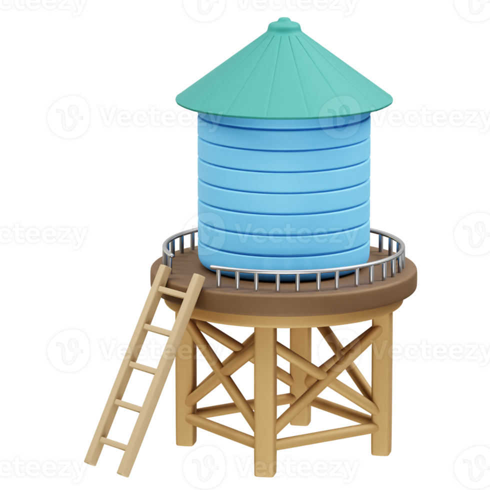 Water Tank 3D Icon illustration rendering. Water Tower 3D Icon illustration png
